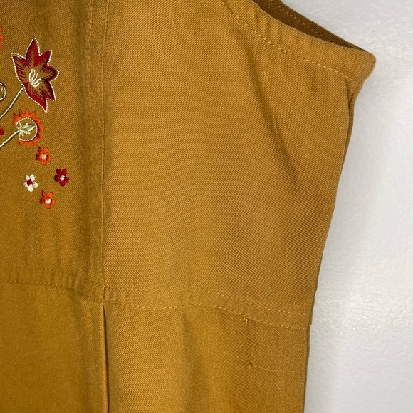 Tip Top Vintage Women's Maxi Dress Embroidered Sleeveless Brown Suede Empire - Picture 15 of 16